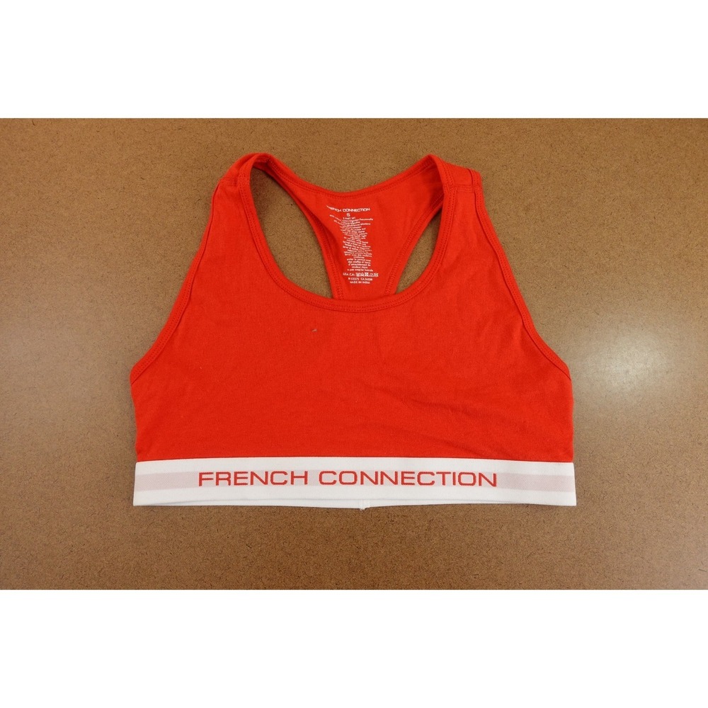 French Connection Womens Size Small Red Logo Racerback Pullover Sports Bra